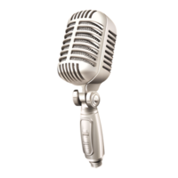 Classic Silver Microphone Illustration in Retro Style Isolated on Transparent Background png