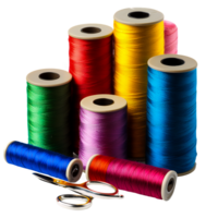 Sewing Items with Threads and Scissors Isolated on Transparent Background png
