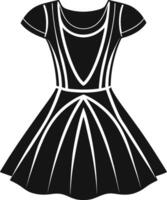 Ruffle Sleeve Skater Dress Line Art vector