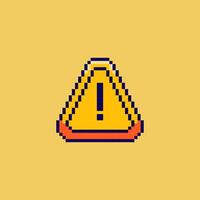Pixel art Warning Sign with Exclamation Mark game asset design vector