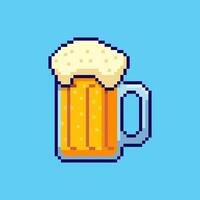 Pixel art Beer Mug with Foam game asset design vector