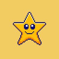 Pixel art Cute Smiling Star game asset design vector