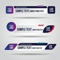 Lower third white and colorful design template. Set of banners bar screen vector