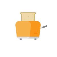 A toaster with toast flat design illustration. Retro design element for kitchen vector