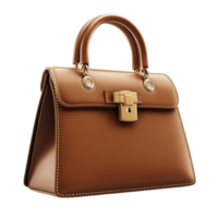 Elegant Brown 3D Handbag Isolated on Transparent Background png