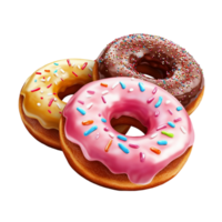 Top View of Donut Set with Various Flavors on Transparent Background png