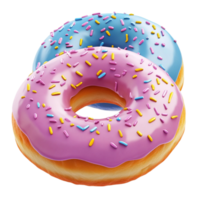 Assorted Flavored Donuts Top View on Transparent Background png