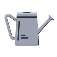 Gray metal watering can with a handle and spout on white background. vector