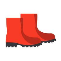 Red boots with black soles in a simple graphic style on a white background. vector