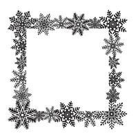 Snowflakes square frame. Template postcard with copy space. graphic illustration for Christmas or New Year. Ice stars for winter holiday design. Isolated clipart for web design, print, wrapping vector