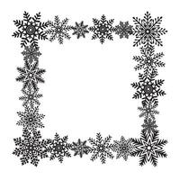 Snowflakes square frame. Template postcard with copy space. graphic illustration for Christmas or New Year. Ice stars for winter holiday design. Isolated clipart for web design, print, wrapping vector