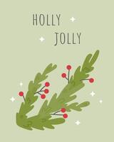 Christmas card with fir tree branches vector