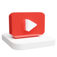 Floating 3D Render of YouTube Play Button Icon with Soft Shadows png
