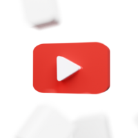 Dynamic YouTube Play Button 3D Render for Branding and Advertising png