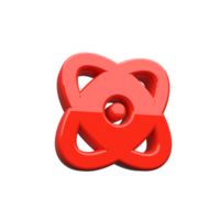 Atom icon 3d render red color png