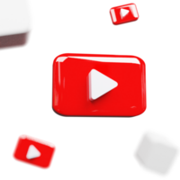 Elegant 3D YouTube Play Button in Metallic Style png