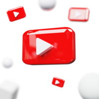 Creative 3D Play Button Icon for YouTube Branding png