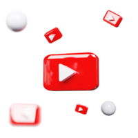 Futuristic 3D YouTube Play Button in Red and White png