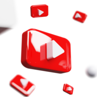Dynamic 3D YouTube Play Button Icon in Modern Style png