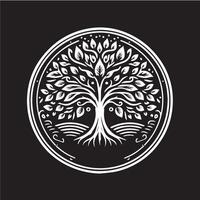 A white tree logo on a black background vector