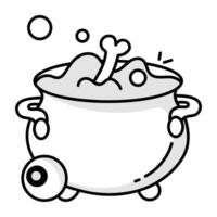 Hand drawn style icon of witch cauldron vector
