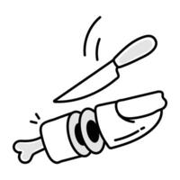 Cutting finger icon in drawing style vector