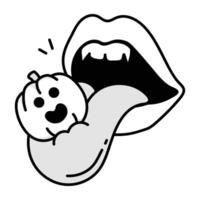 Creepy mouth icon in drawing style vector