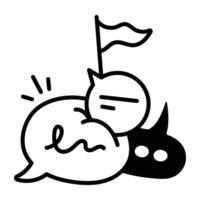 A doodle icon of group chat bubbles vector