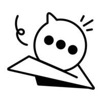 Doodle icon of a paper plane with a speech bubble, symbolizing a sending message vector