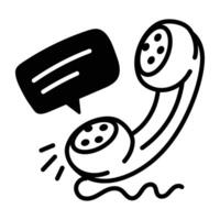 A doodle style icon of phone call vector