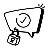 Drawing style icon of encrypted chat vector