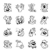 Bundle of Halloween Event Doodle Icons vector