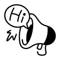 A hand drawn icon of loudspeaker vector