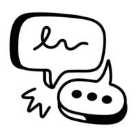 Hand drawn icon of two chat bubbles, representing communication vector