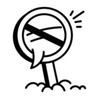 A hand drawn icon of no message sign vector