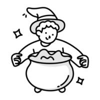 A drawing style icon of witch cauldron vector
