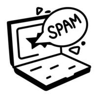 Doodle style icon of spam message vector