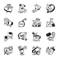 Bundle of Conversation Hand Drawn Icons vector