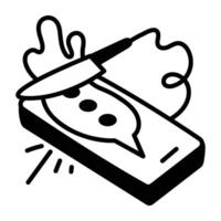 A hand drawn icon of phone chat vector