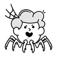 A doodle icon of spider character vector