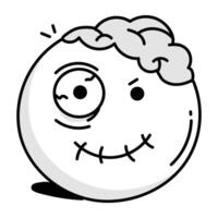 Hand drawn icon of stitched mouth halloween, spooky, mouth, zombie, ghoul, dead, stitched, scary, creepy, horror, doodle, drawing, sketchy, icon, , vector