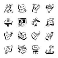 Set of Communication Sources Hand Drawn Icons vector