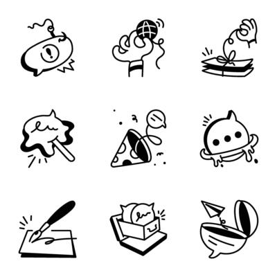 Pack of Texting Hand Drawn Icons