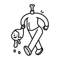Doodle icon showing character walking with head off vector