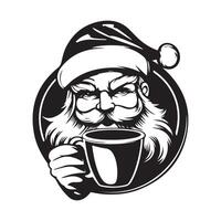 Design Santa Claus drinks coffee stock Image isolated on white background vector