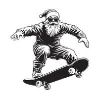 Silhouette Santa Claus Riding Skateboard stock image isolated on white background vector