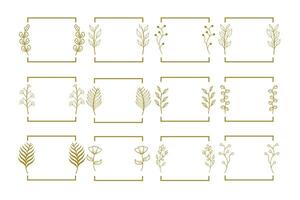 Gold frame floral design elements vector