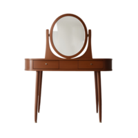 A small vanity table with a mirror and a wooden stand png