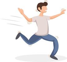 man cartoon running scared illustration vector