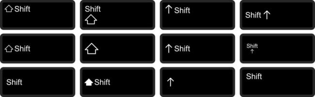 Shift Sign Button Computer Keyboard Key Symbol Set vector